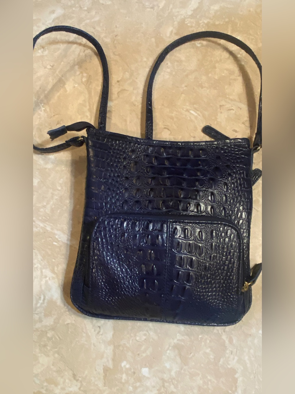 Marc Fisher Navy Croc-Embossed Crossbody Tote